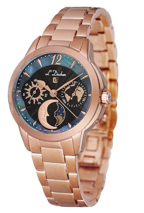 Женские часы L`Duchen Petit Celeste D 857.40.31, механизм кварцевый, циферблат черный, браслет нержавеющая сталь — Изображение 2